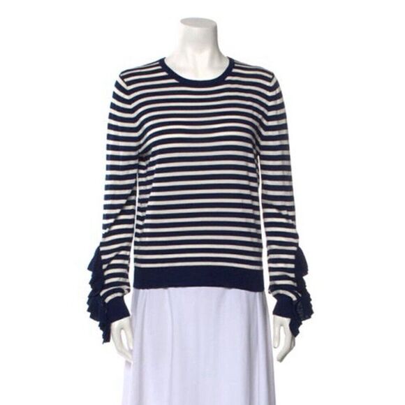 beulah anthropologie Authentic blue white Striped long sleeve sweater top small - Picture 1 of 9
